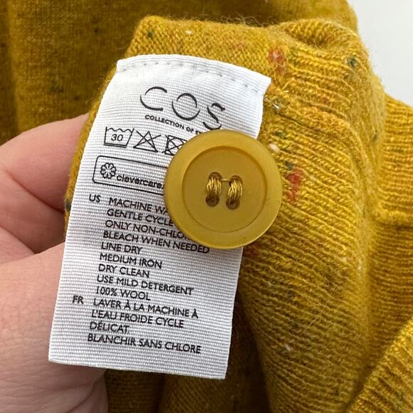 COS Speckled Oversized Cardigan Sweater Wool Mustard Yellow {3Q1} - Picture 6 of 6